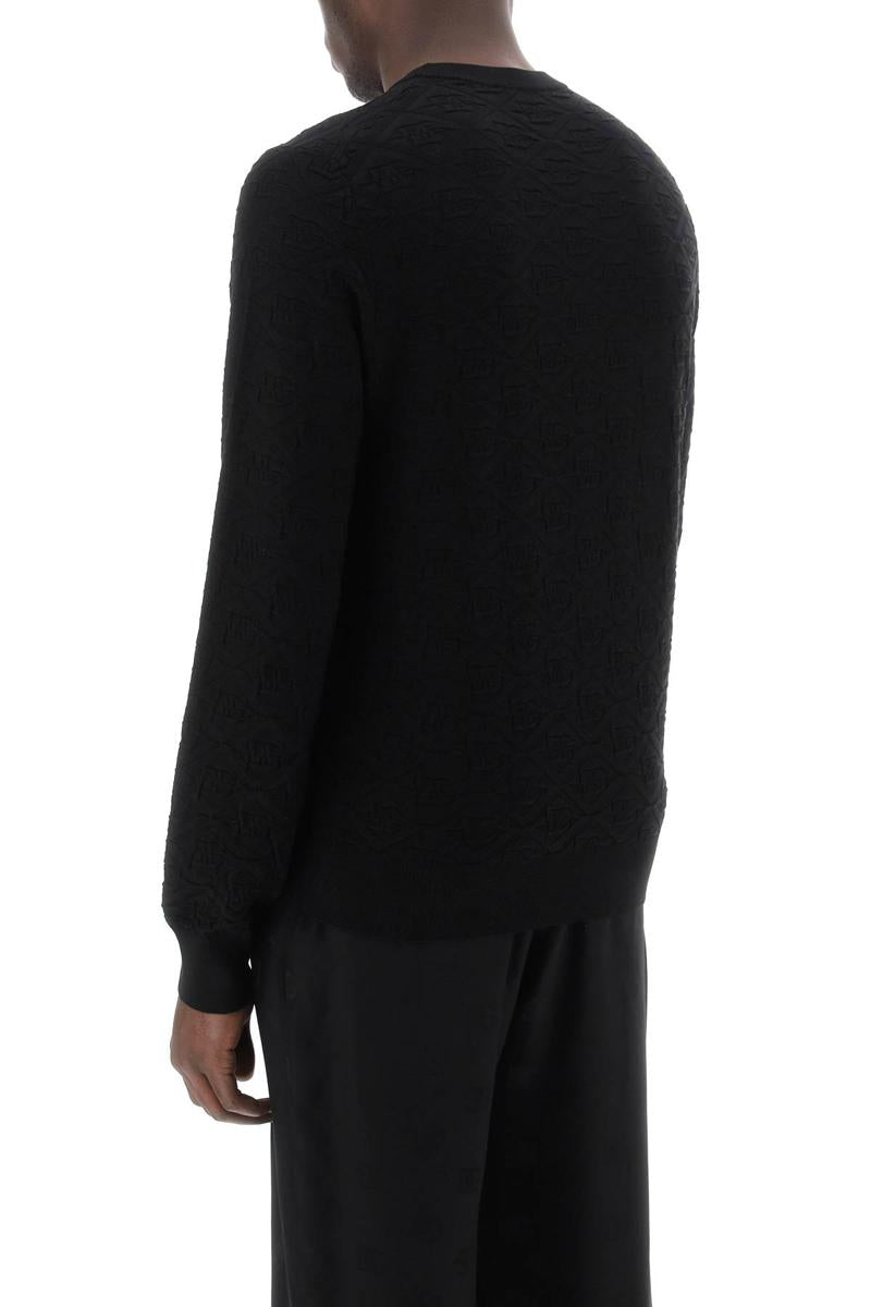 Shop Dolce & Gabbana Dg Jacquard Silk Sweater In Nero
