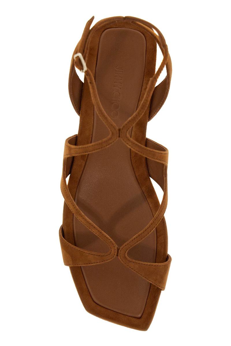 Shop Jimmy Choo Ayla Flat Suede Leather Sandals In Marrone