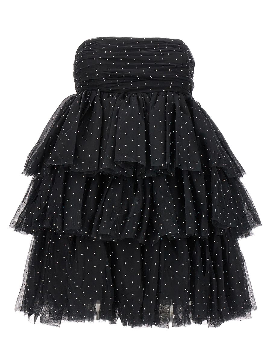 Rotate Birger Christensen Rotate 'mesh Mini Ruffle' Dress In Black
