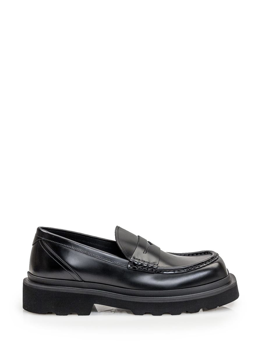 Dolce & Gabbana Leather Moccasin In Black