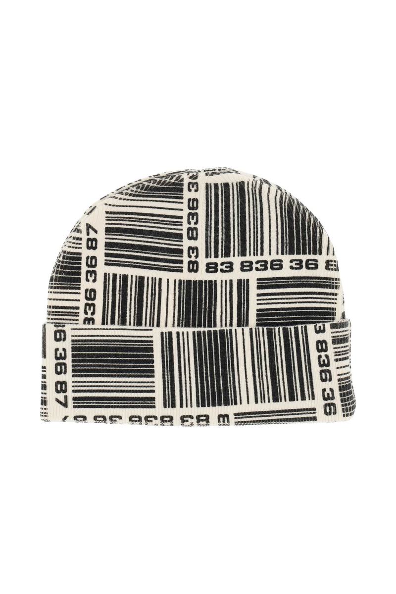 Shop Vtmnts Barcode Monogram Beanie Hat In Nero