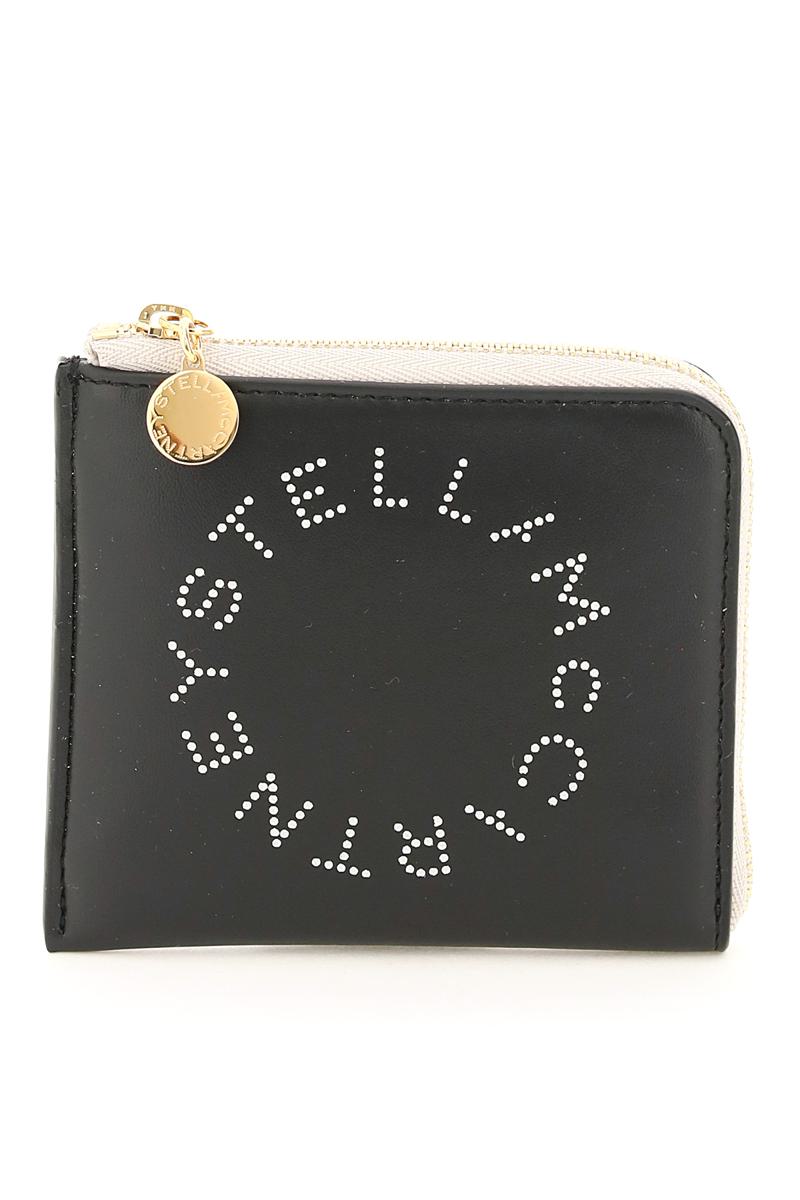 Shop Stella Mccartney Two-tone Cardholder With Logo In Beige