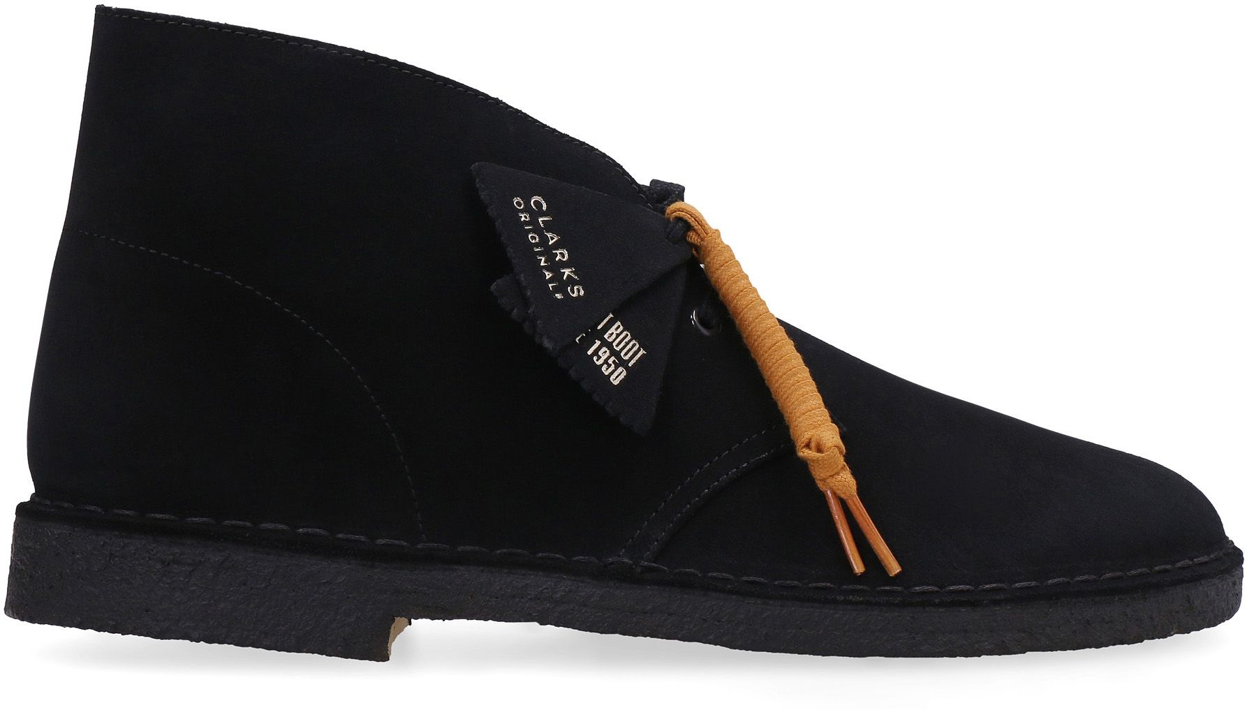 Shop Clarks Suede Desert Boots In Black