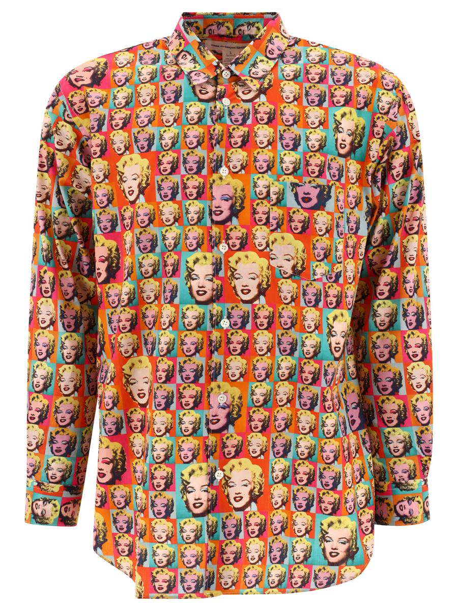 Shop Comme Des Garçons "marilyn By Andy Warhol" Printed Shirt In Orange