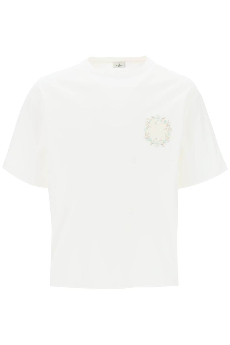 Shop Etro Floral Pegasus Embroidered T-shirt In Bianco