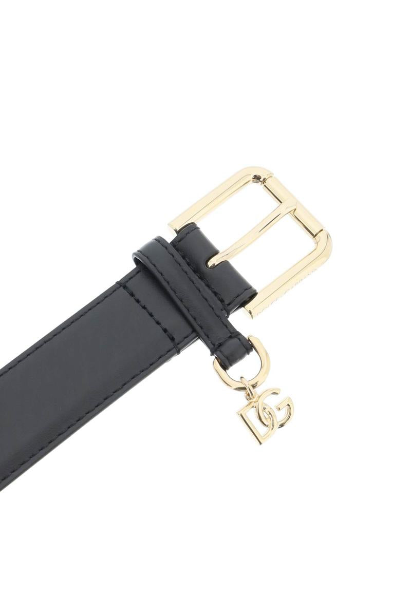 Shop Dolce & Gabbana Belt With Charm Logo In Nero