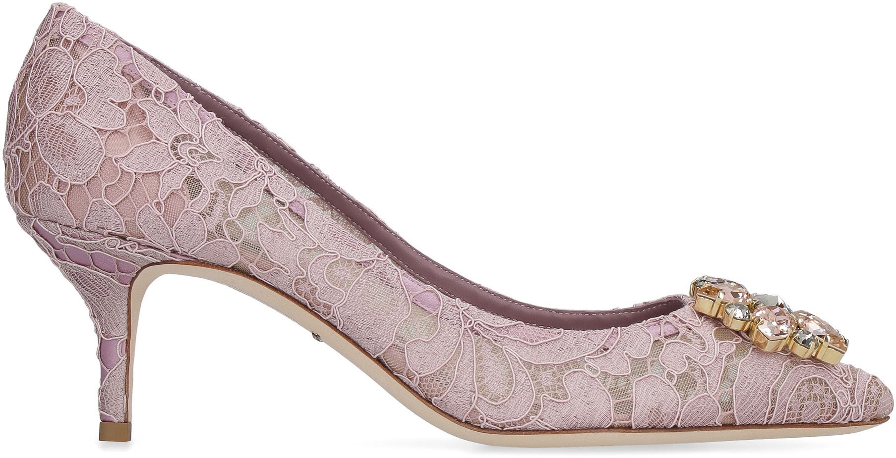 Shop Dolce & Gabbana Bellucci Lace Pumps In Mauve