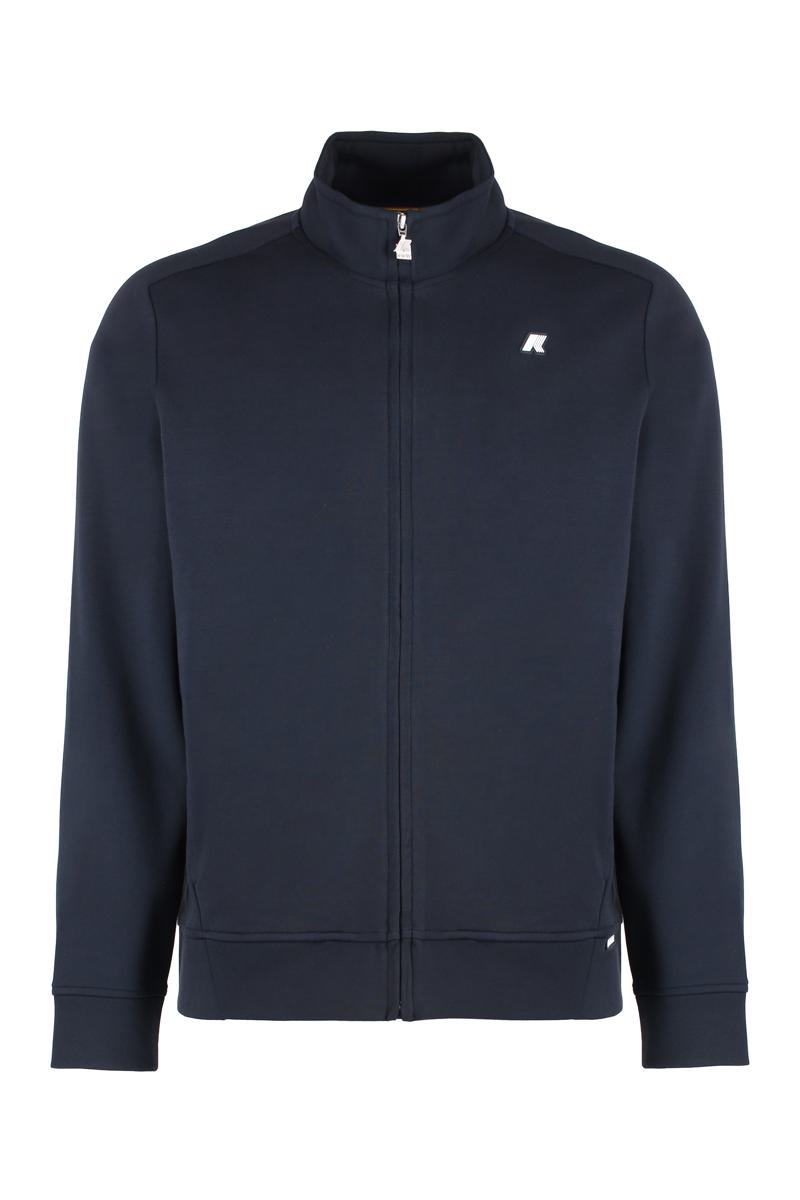 Shop K-way Hayce Full Zip Cotton Hoodie In Blue