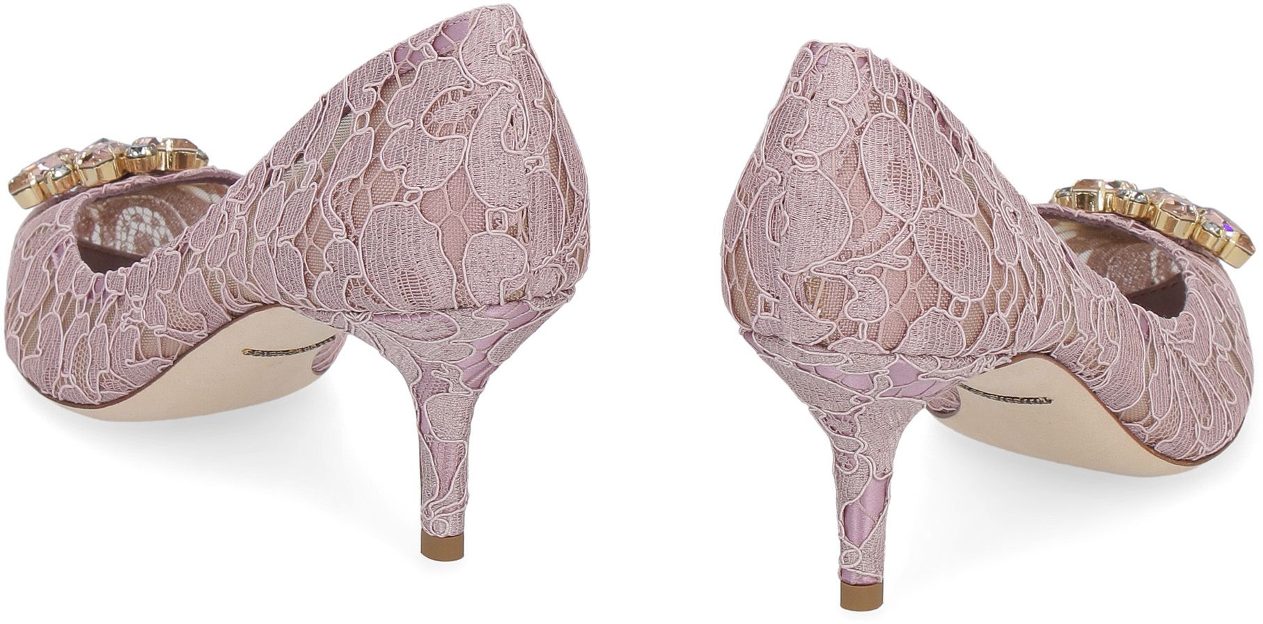 Shop Dolce & Gabbana Bellucci Lace Pumps In Mauve