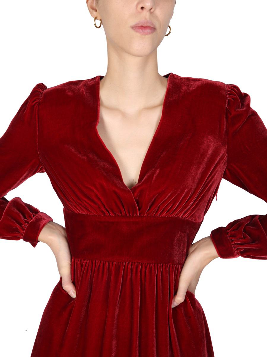 Shop Boutique Moschino Panné Velvet Dress In Red