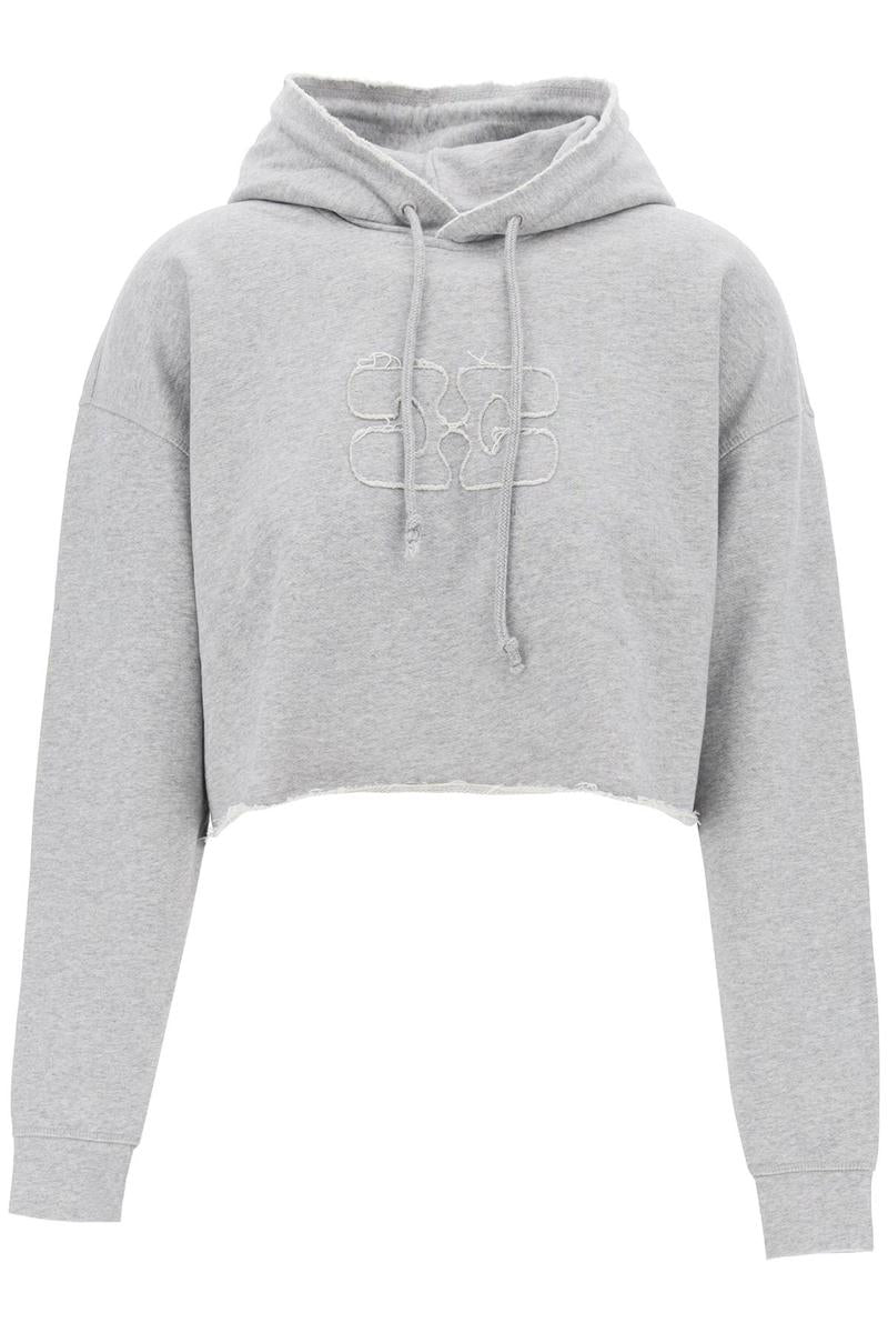 Shop Ganni Isoli Cropped Hoodie In Grigio