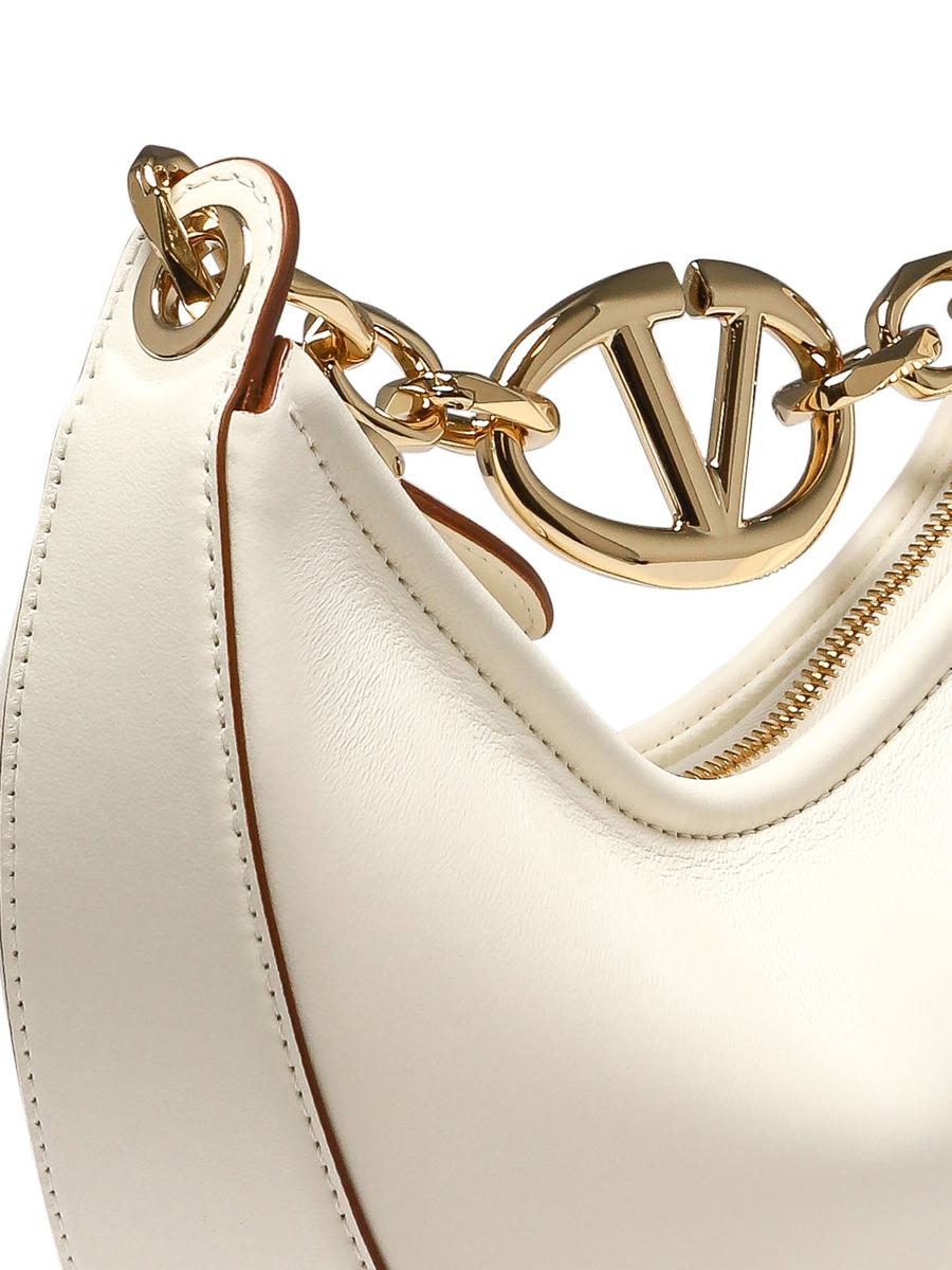 Shop Valentino Garavani "mini Vlogo Moon" Shoulder Bag In White
