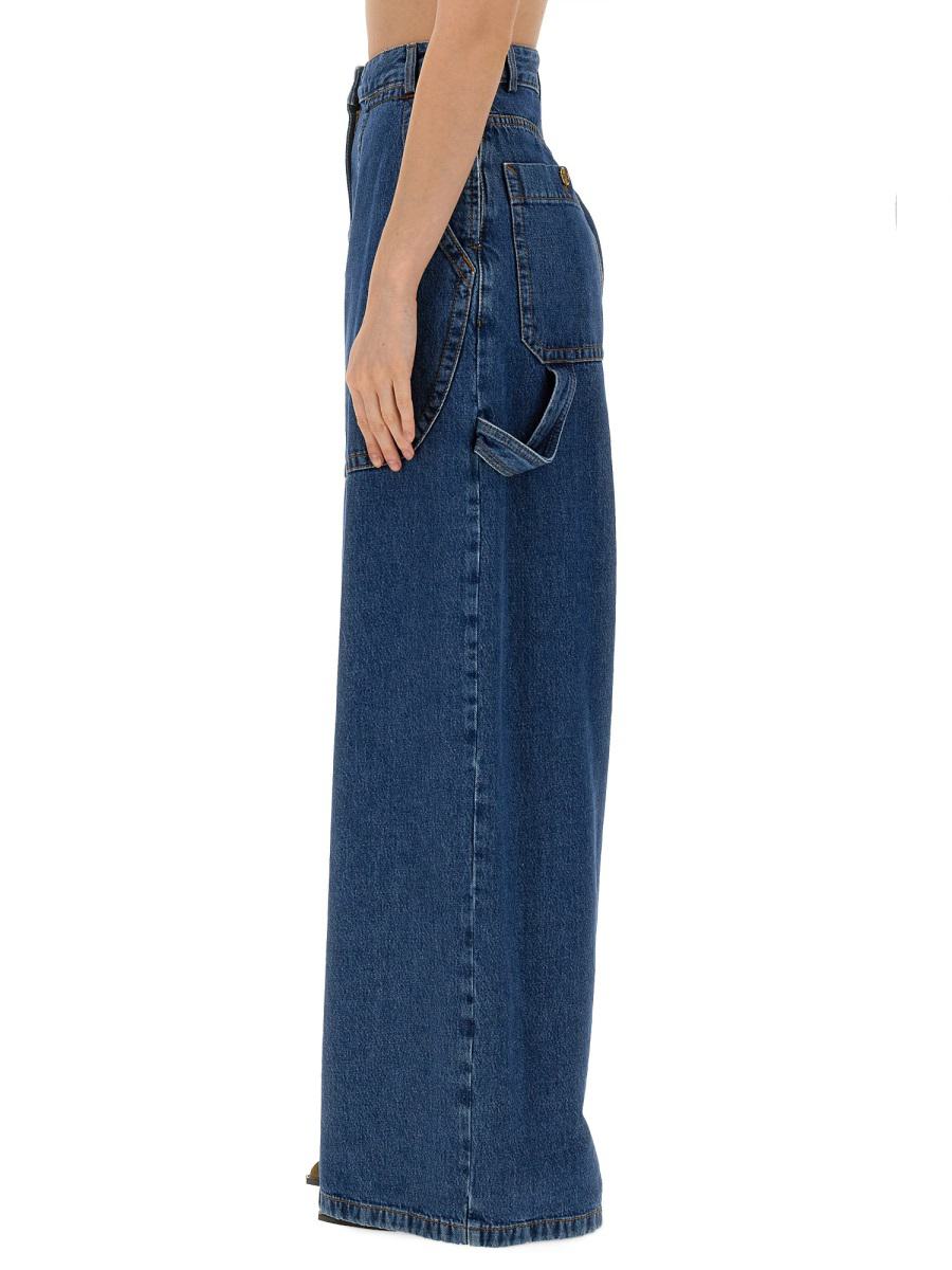 Shop Etro Jeans Wide Leg In Denim