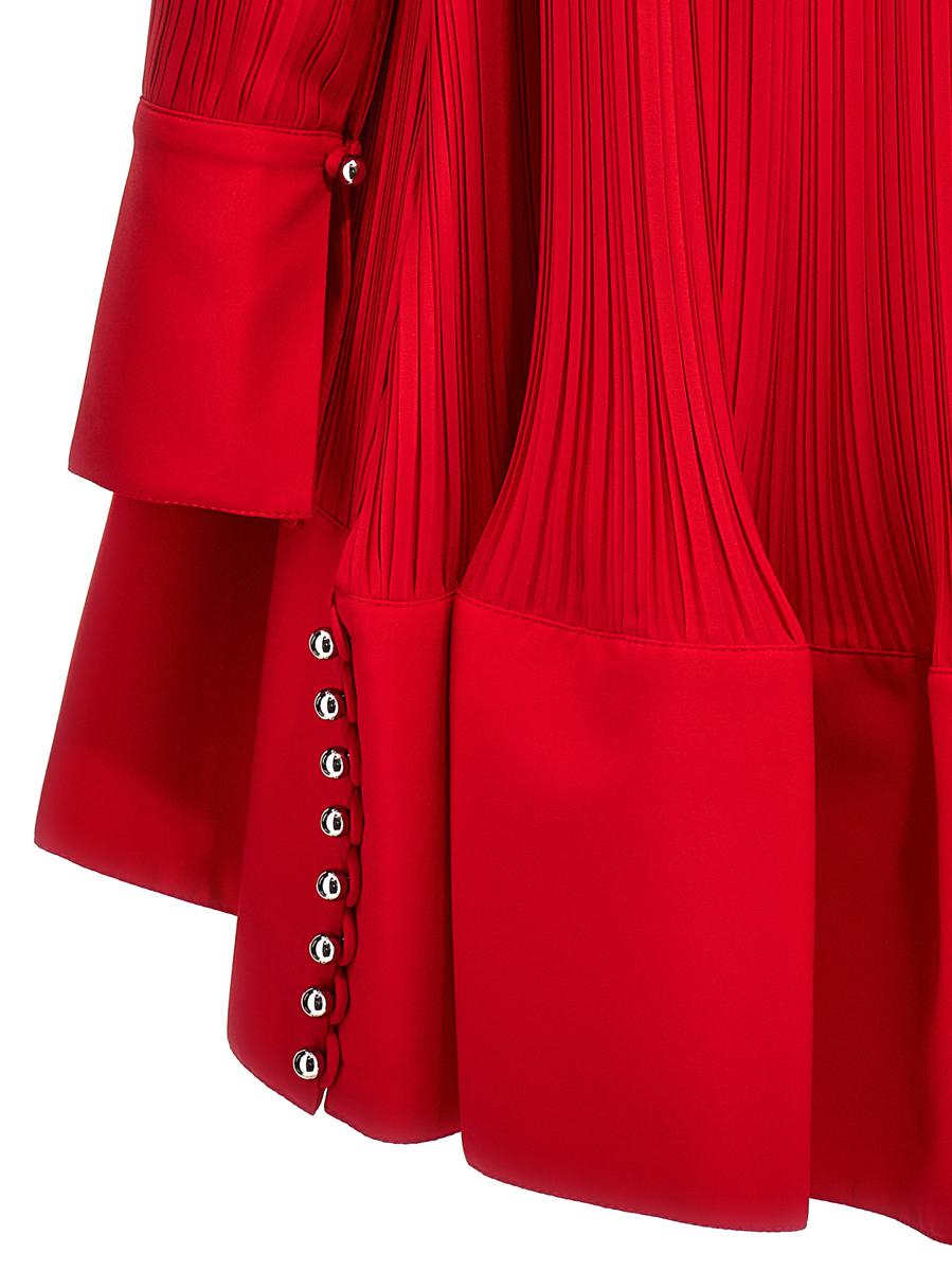 Shop Lanvin 'flared Pleated' Dress In Red