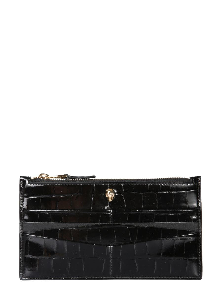 Shop Alexander Mcqueen Flat Wallet With Zipper In Black