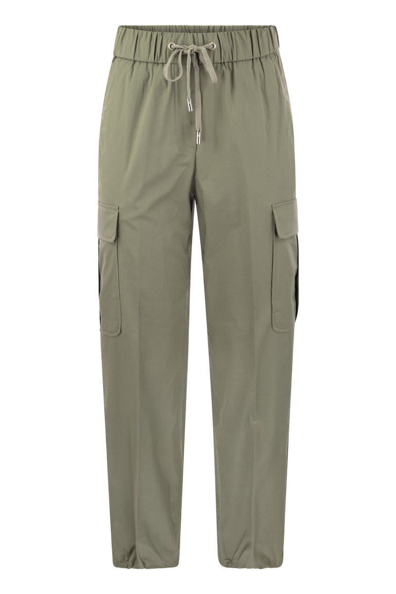 Shop Peserico Stretch Cotton Cargo Trousers In Military Green