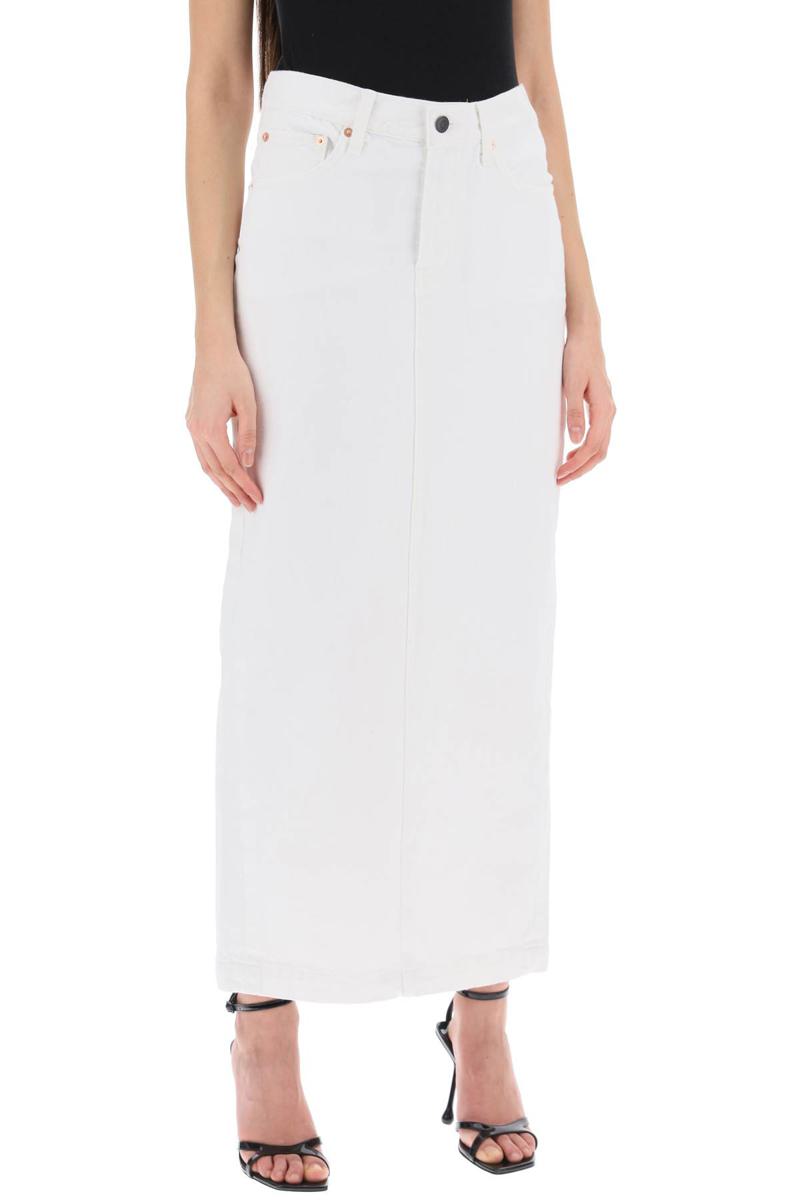 Shop Wardrobe.nyc Denim Column Skirt With A Slim In Bianco