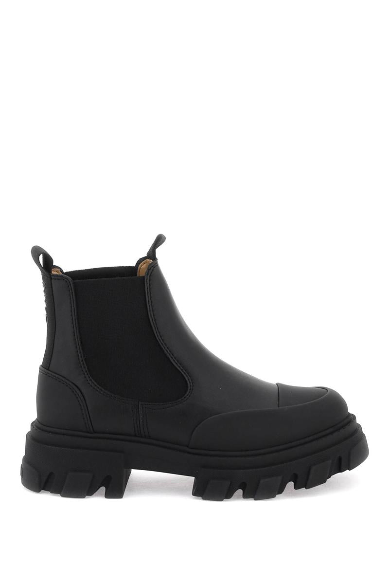 Shop Ganni Cleated Low Chelsea Ankle Boots In Nero