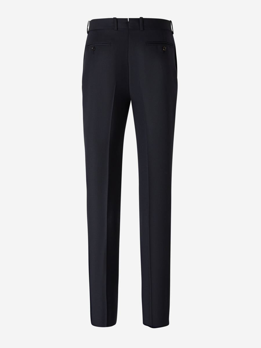 Shop Alexander Mcqueen Wool And Mohair Trousers In Midnight Blue