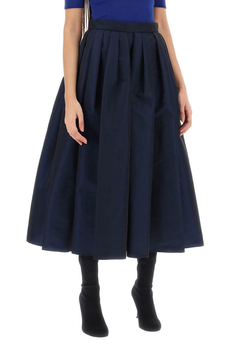 Shop Alexander Mcqueen Circular Skirt In Polyfaille In Blu