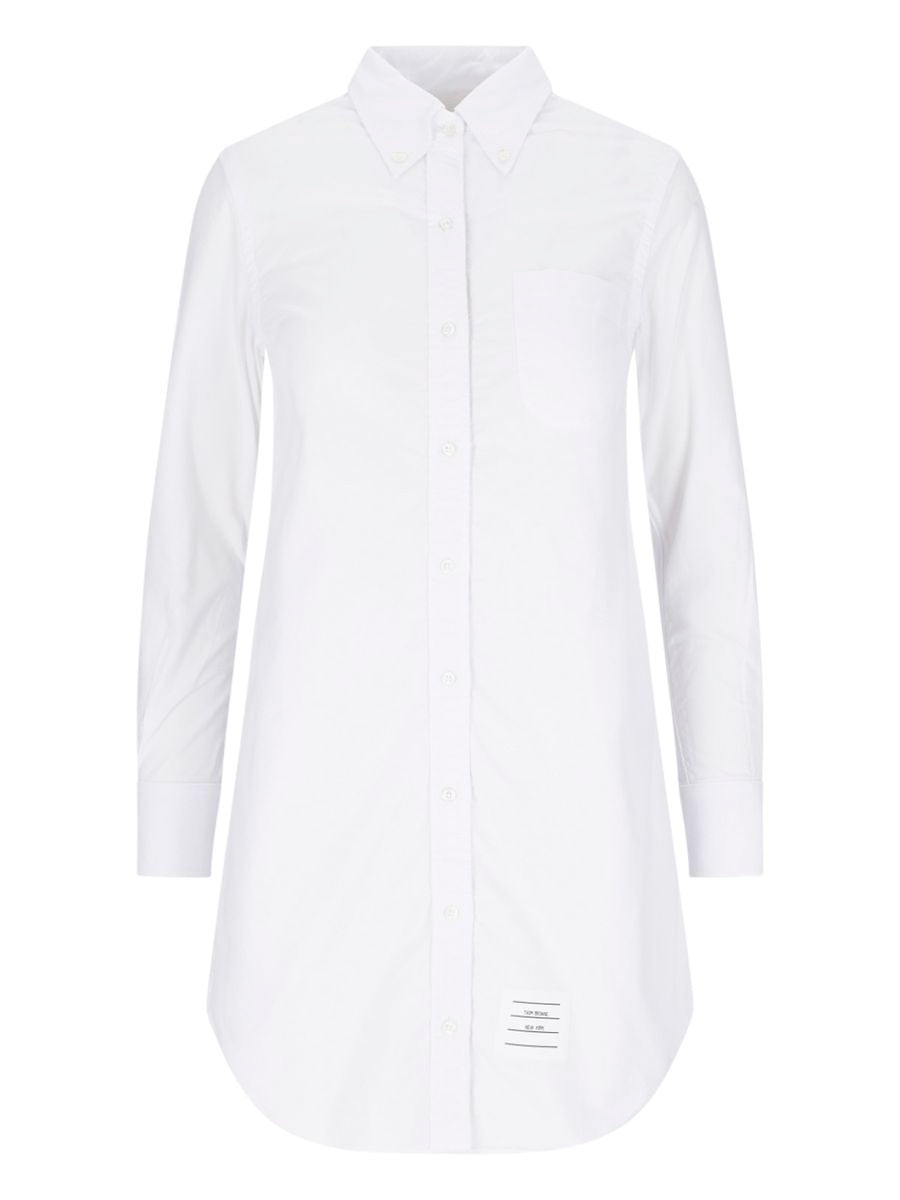 Shop Thom Browne Rwb Cotton Shirt Dress In White