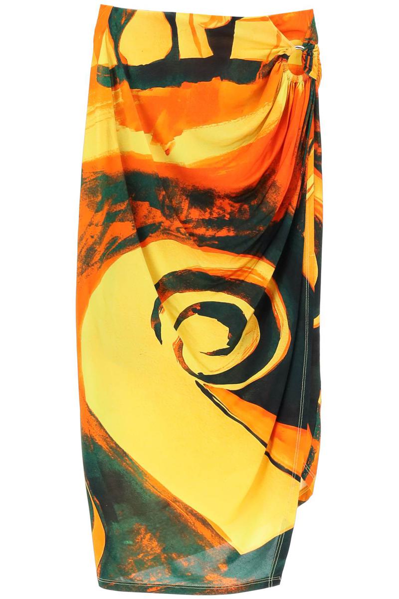 Shop Louisa Ballou Coastline Midi Skirt In Arancio