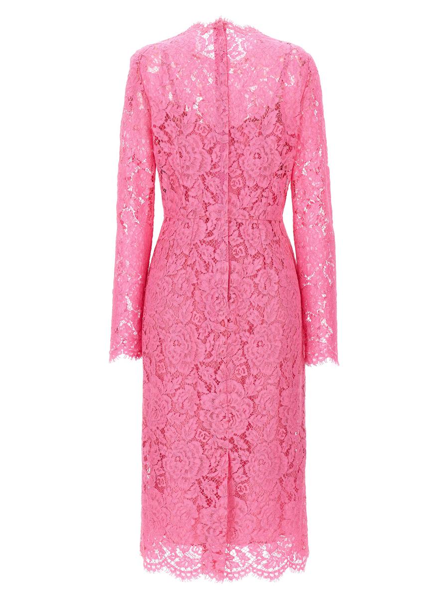 Shop Dolce & Gabbana Lace Sheath Dress In Pink