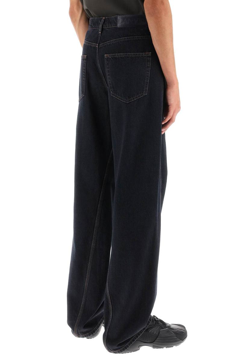 Shop Lanvin Baggy Jeans With Twisted Seams In Blu