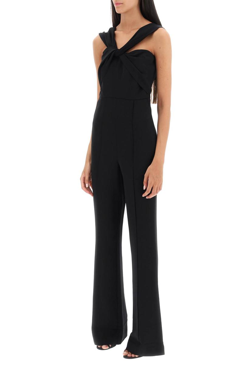 Shop Roland Mouret Jumpsuit With Twisted Neckline In Nero