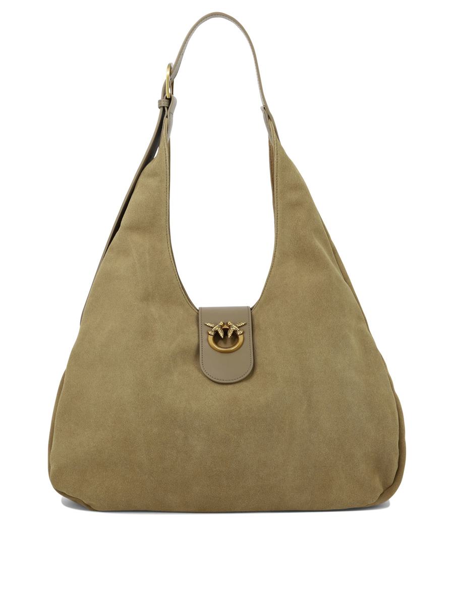 Shop Pinko "hobo Big" Shoulder Bag In Beige