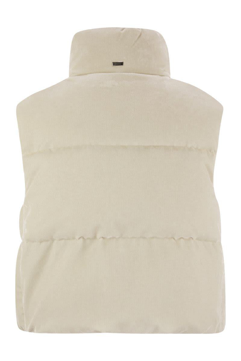 Herno Velvet Sleeveless Down Jacket In Neutral