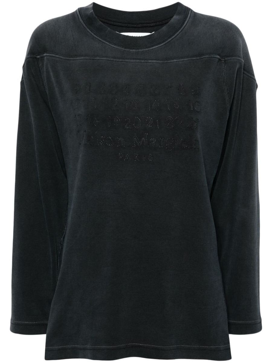 Shop Maison Margiela Crewneck Sweatshirt Applied Numbers Clothing In Grey