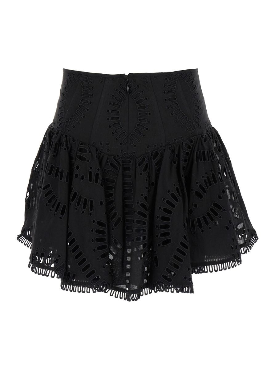 Shop Charo Ruiz Black High Waisted 'favik' Miniskirt With Embroidery In Cotton Blend Woman