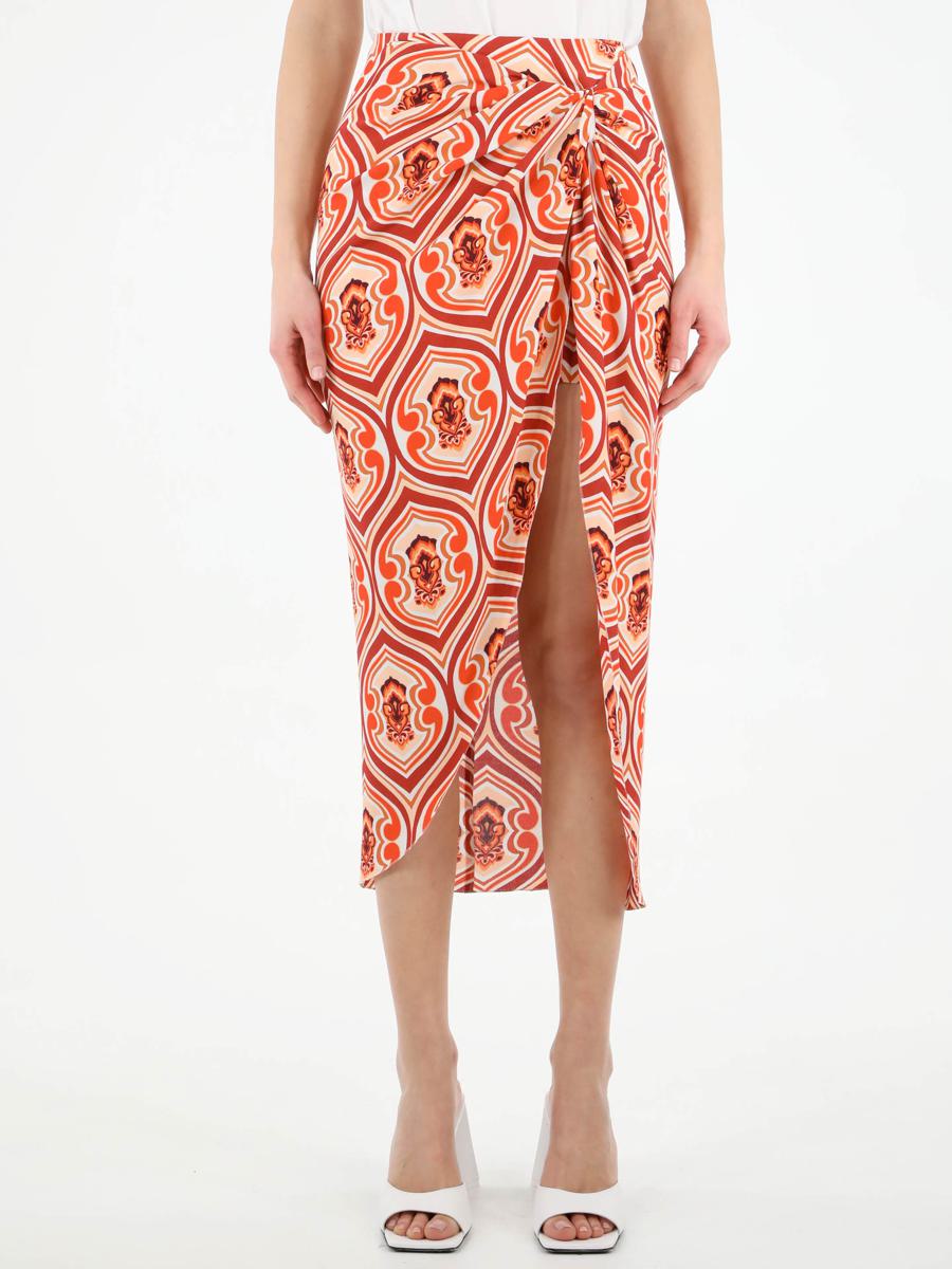 Etro Sarong Skirt With Graphic Print In Orange