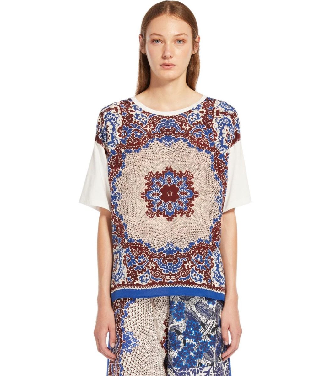 Shop Weekend Max Mara Malaga White T-shirt In Printed