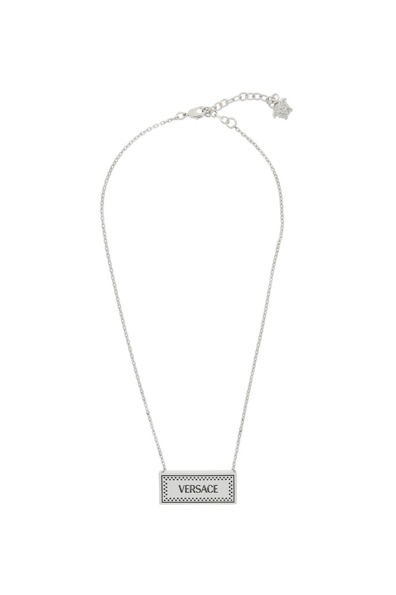 Shop Versace '90s Vintage  Logo' Necklace In Silver
