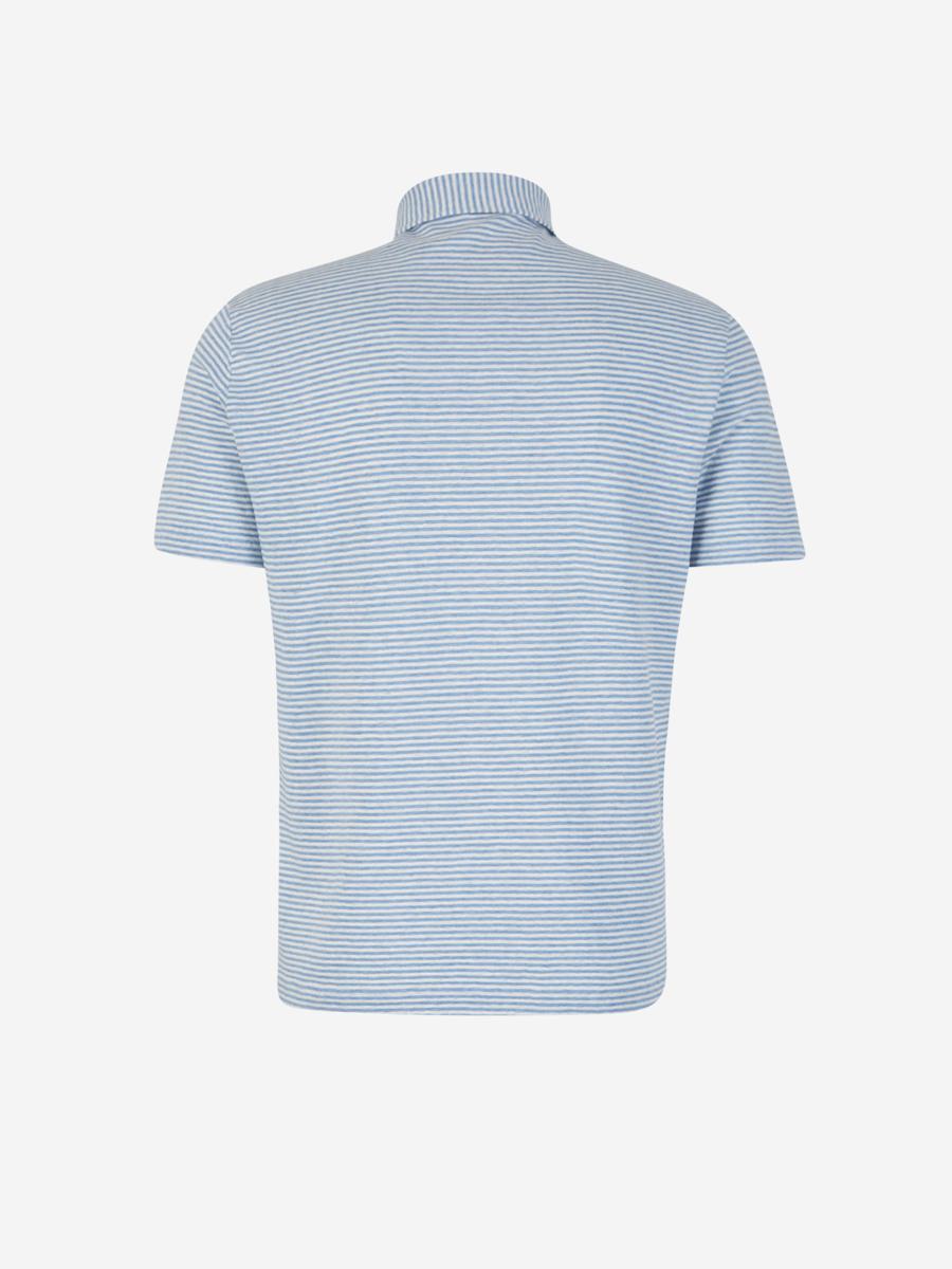 Shop Zanone Striped Linen Polo Shirt In Striped Motif