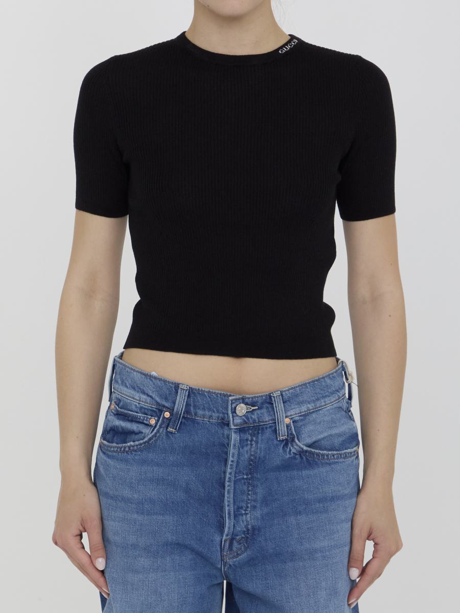Shop Gucci Wool And Silk Top In Black