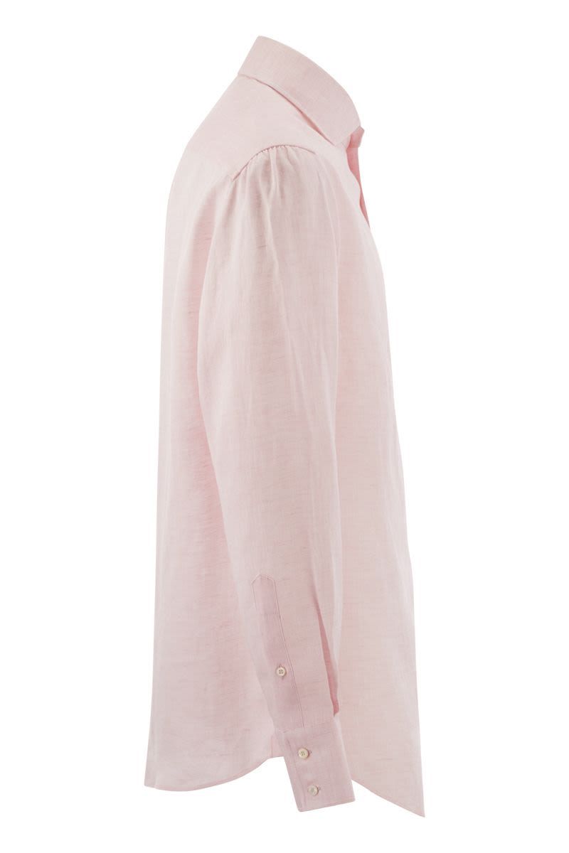 Shop Brunello Cucinelli Linen Shirt In Pink