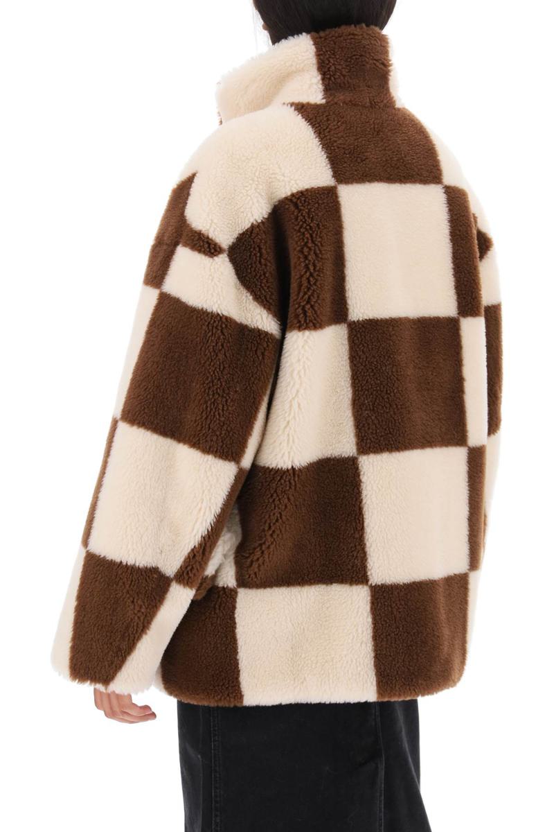 Shop Stand Studio Dani Teddy Jacket With Checkered Motif In Bianco