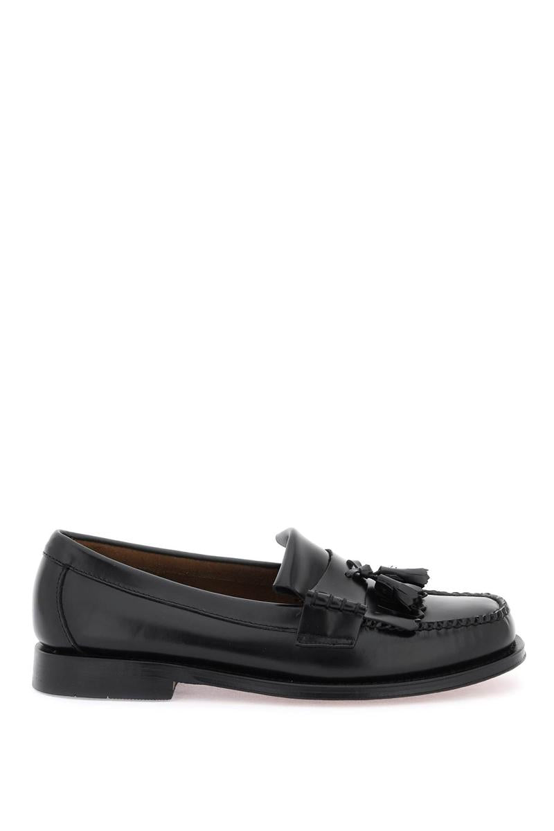 Shop Gh Bass Esther Kiltie Weejuns Loafers In Brushed Leather In Nero