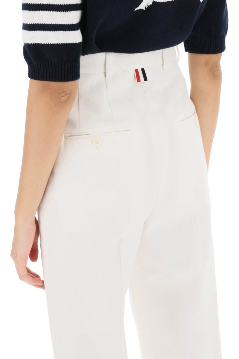 Shop Thom Browne Cropped Wide Leg Jeans In Bianco