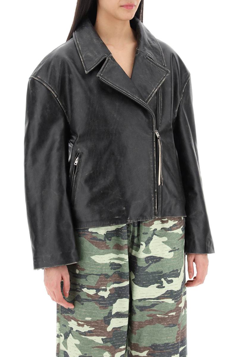 Shop Acne Studios "vintage Leather Jacket With Distressed Effect In Nero