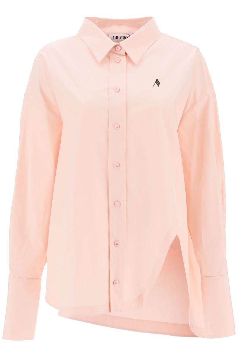 Shop Attico Diana Oversized Asymmetric Shirt In Rosa