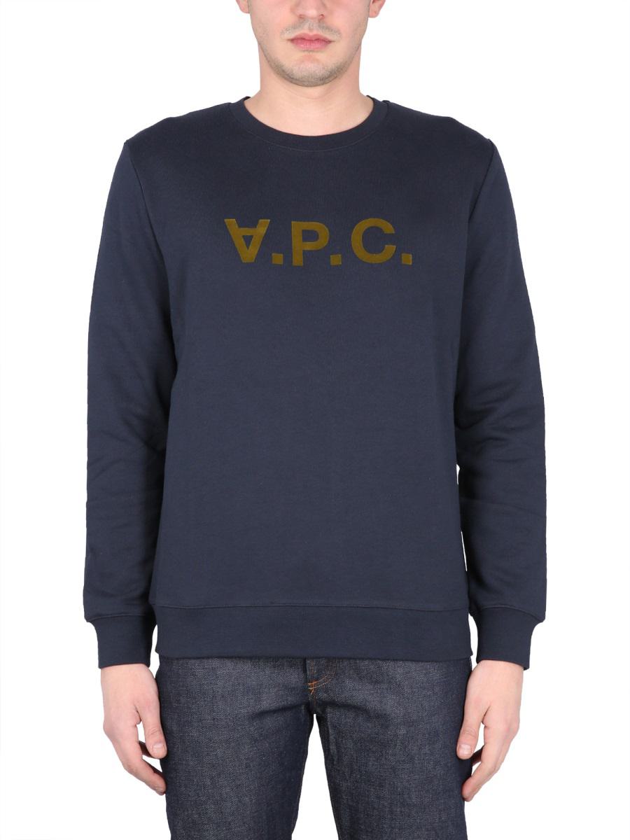 Shop Apc A.p.c. Sweatshirt With V.p.c Logo In Blue