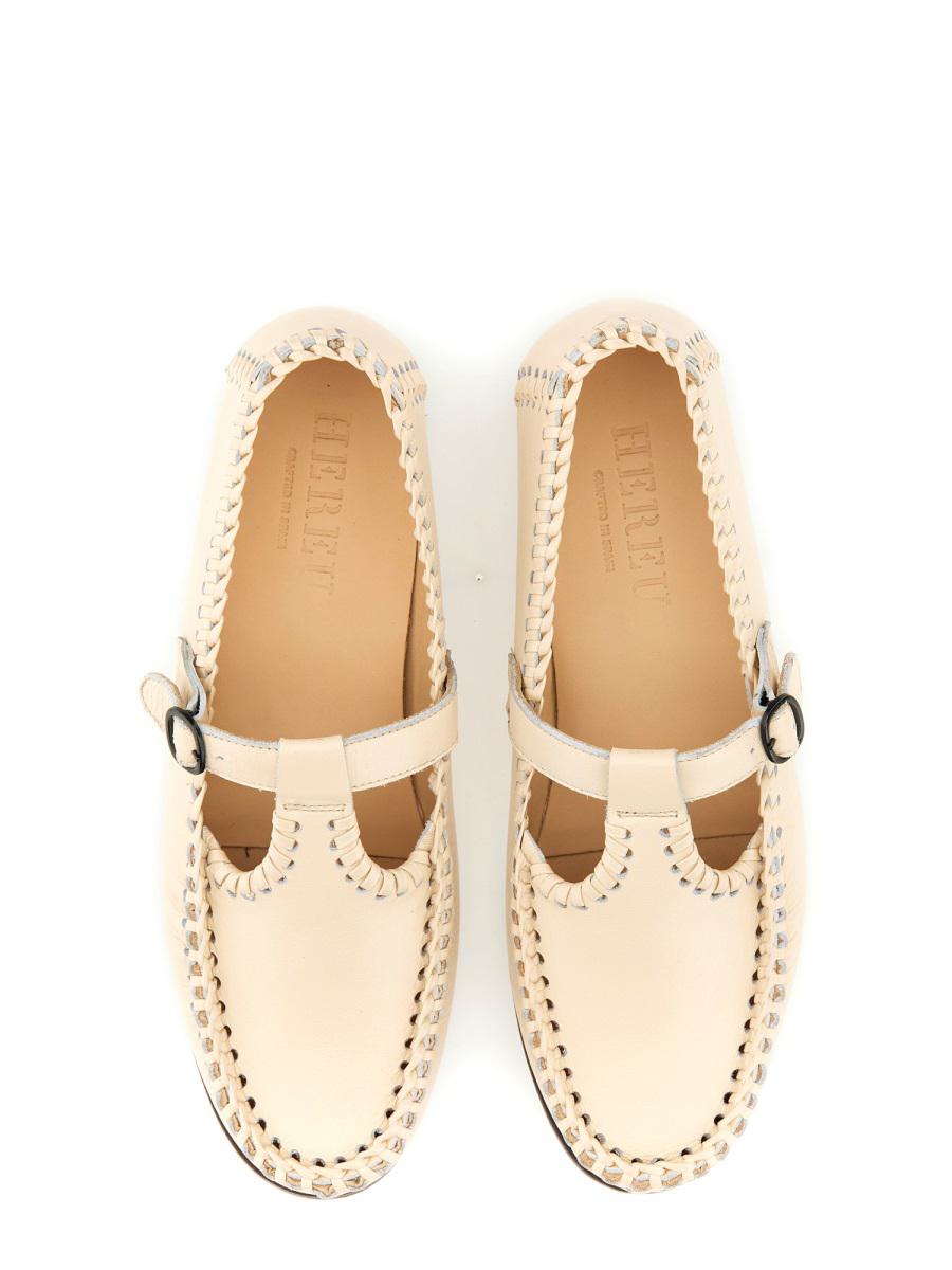 Shop Hereu Moccasin T-bar "alcover" In Ivory