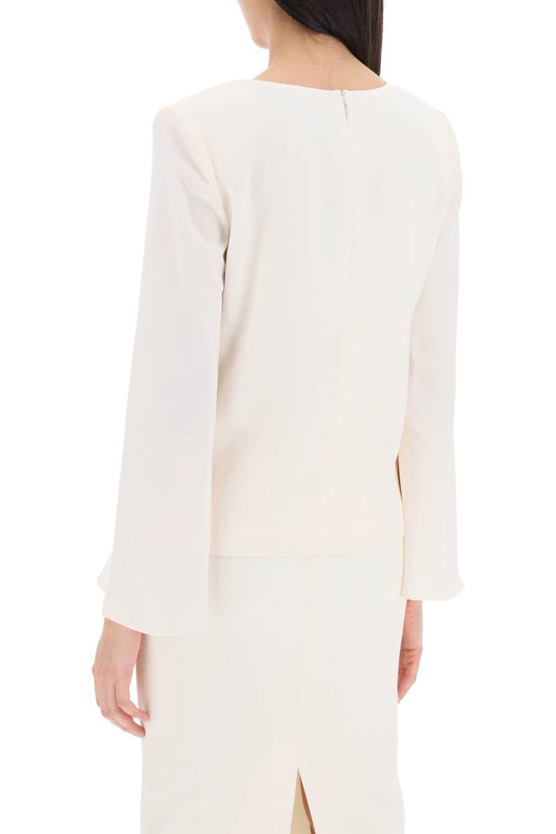 Shop Roland Mouret "cady Top With Flared Sleeve" In Bianco