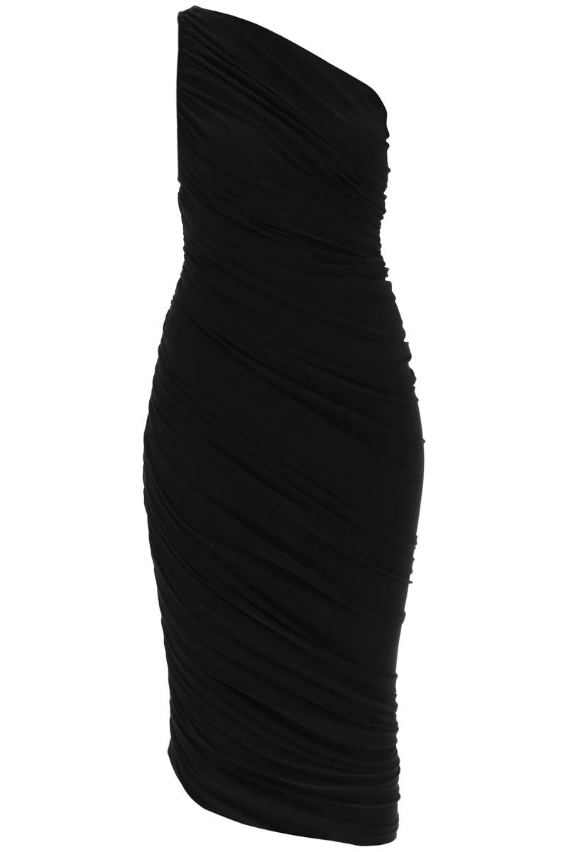 Shop Norma Kamali 'diana' Ruched One-shoulder Dress In Nero