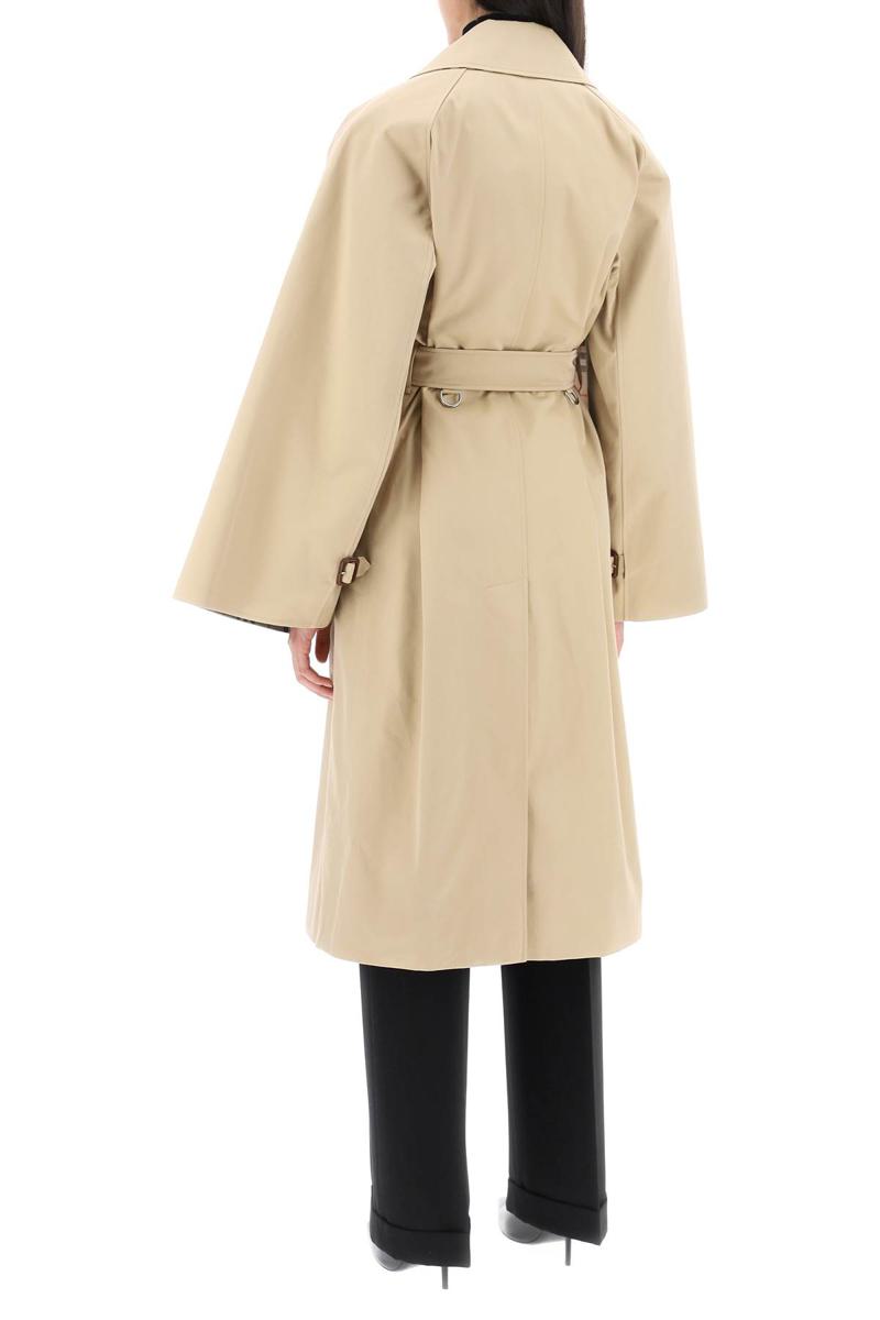 Shop Burberry 'ness' Double-breasted Raincoat In Cotton Gabardine In Beige