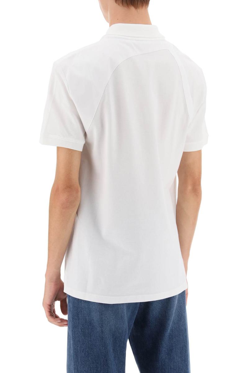 Shop Alexander Mcqueen Harness Polo Shirt In Piqué With Selvedge Logo In Bianco